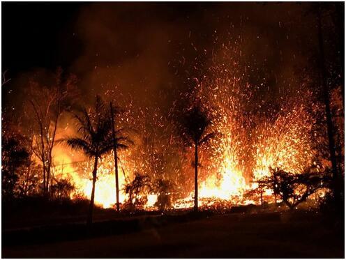 夏威夷火山持续喷发，三天三夜不息烈焰震撼全球