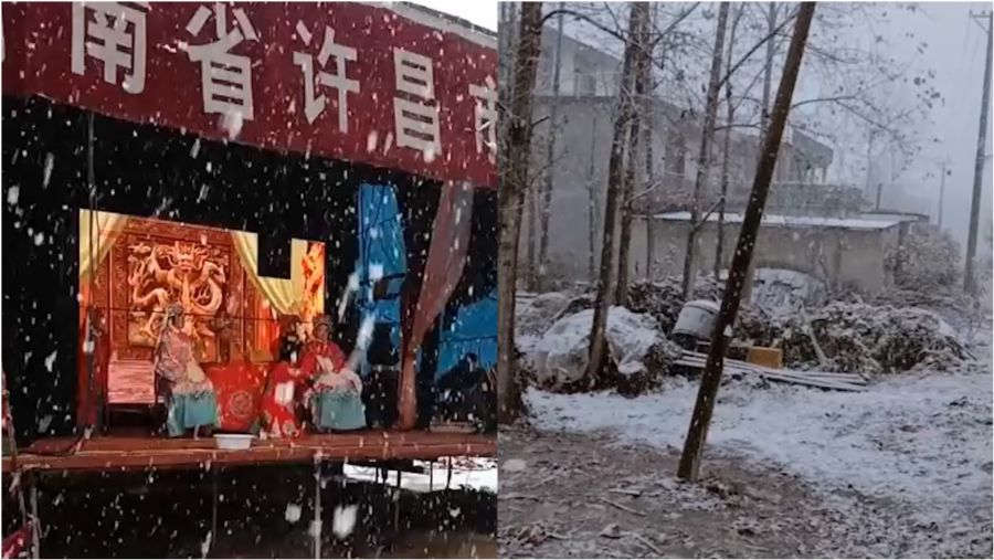 雪夜中的豫剧坚守，舞台上的艺术热情与雪中共舞